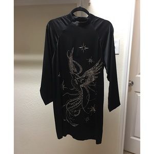 Black long sleeveless sequins dress